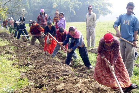 स्थानिय बासिन्दा सडक निर्माण गर्दै