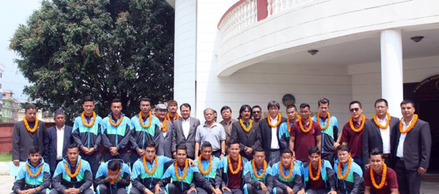 लाओसविरुद्ध फुटबल खेल्ने नेपाली राष्ट्रिय टोलीको बिदाइ