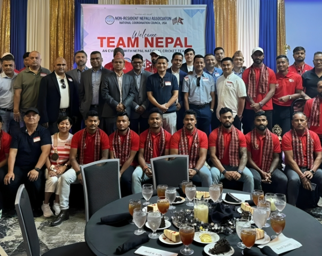नेपाली क्रिकेट टोलीलाई अमेरिकामा एनआरएनएको स्वागत